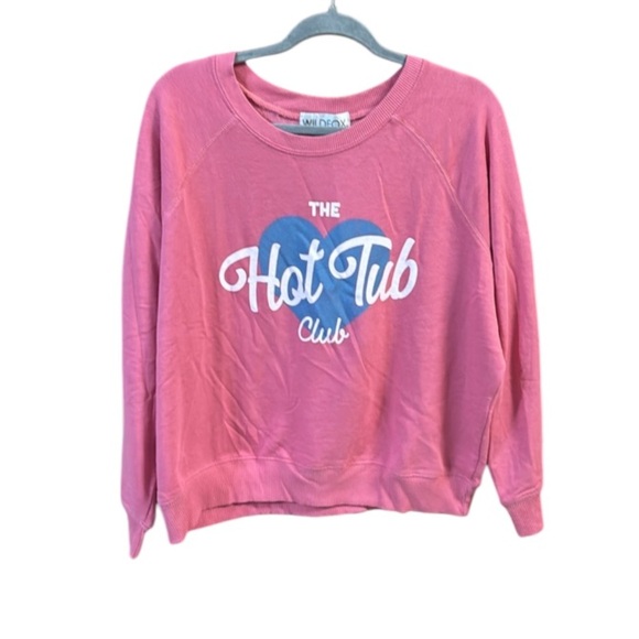 Wildfox Hot Tub Club Sweatshirt NWT bubblegum pink and blue graphics size Large - Picture 3 of 12